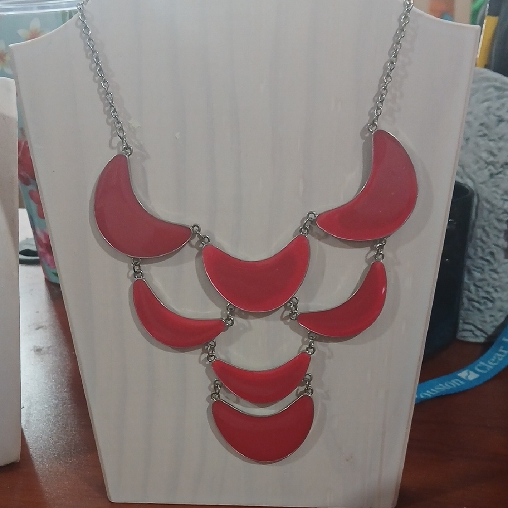 Red Crescent Statement Necklace - Women Jewelry
